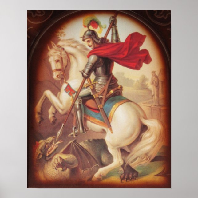 Poster Saint George Tuer la peinture d'art du Dragon (Devant)