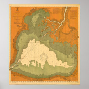 Poster Saint historique Clair, diagramme nautique du lac