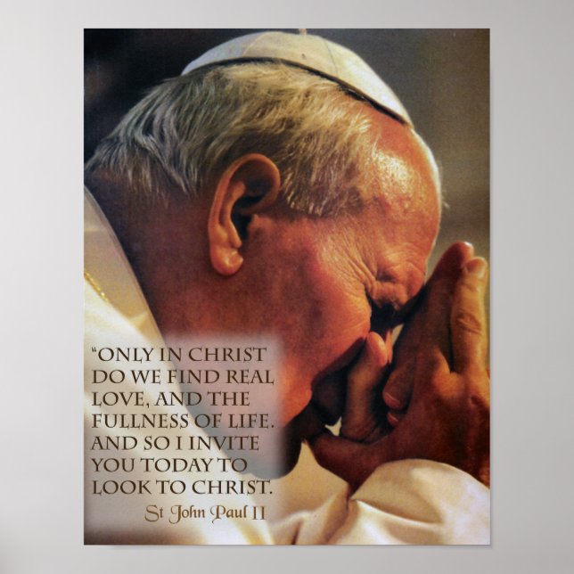 Poster Saint Jean Paul II En Prière (Devant)