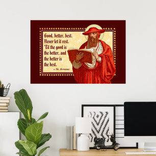 Poster Saint Jérôme en cardinal avec citation motivante