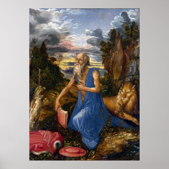 Poster Saint Jérôme en pleine nature par Durer (Devant)