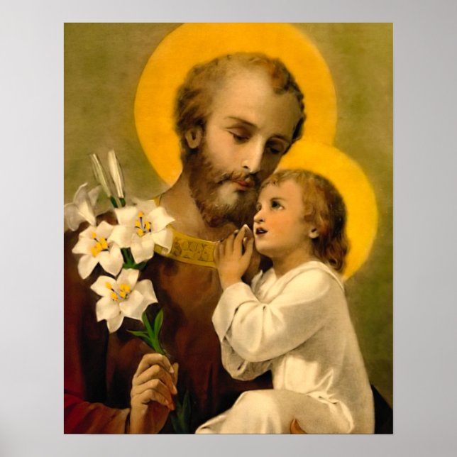 Poster Saint Joseph et Enfant Jésus catholique Saint Impr (Devant)