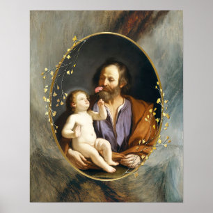 Poster Saint Joseph et Jésus-Christ catholique Saint-Guer