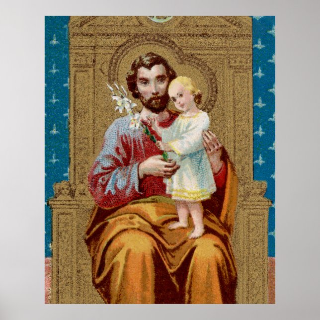 Poster Saint Joseph intronisé avec l'enfant Jésus (Devant)