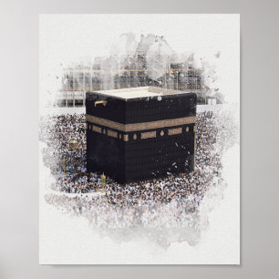 Poster Saint Kaaba, Masjid Al Haram, aquarelle illustrée