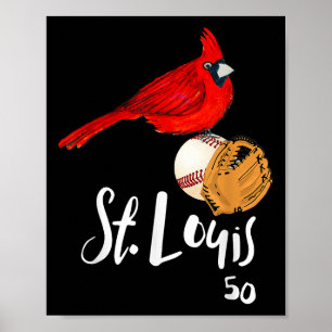 Poster Saint-Louis Cardinal Rouge Numéro 50 Art Baseball