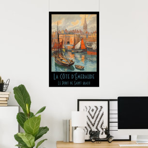Poster Saint Malo, France, Art de l'affiche de voyage vin