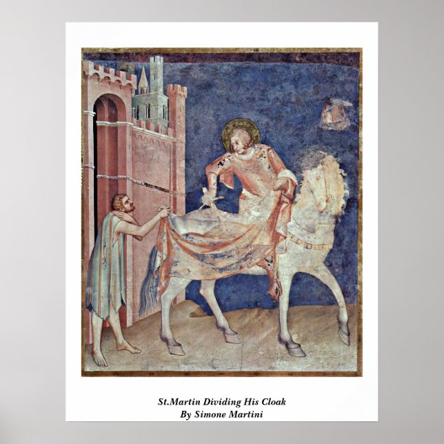 Poster Saint-Martin Divisant Son Cloak Par Simone Martini (Devant)