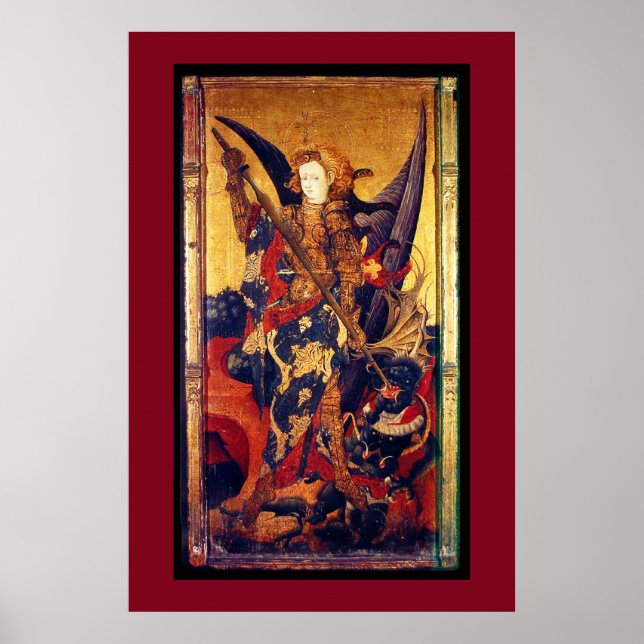Poster Saint Michael Vanquishing Devil comme Chevalier mé (Devant)