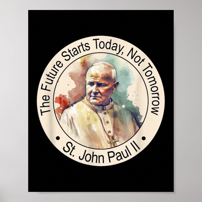 Poster Saint Pape Jean-Paul Ii Fameux Saints Catholiques  (Devant)