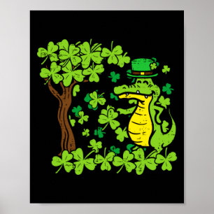Poster Saint-Patrick Alligator Trèfle Saint-Patty Hommes