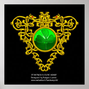 POSTER SAINT PATRICK'S CELTIC HEART, SHAMROCK
