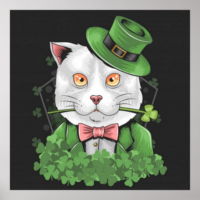 Poster Saint Patrick's Day Chat Fumer un tuyau (Devant)