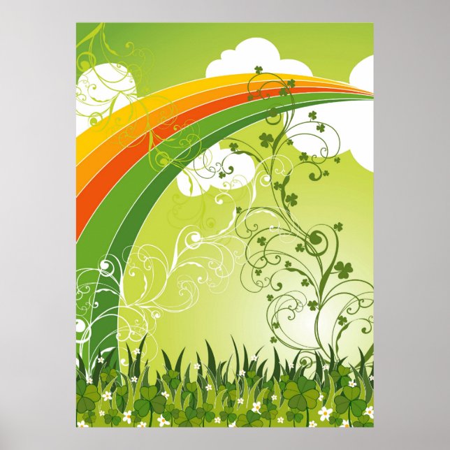 Poster Saint Patrick's Day Lucky Clovers Shamrock irlanda (Devant)
