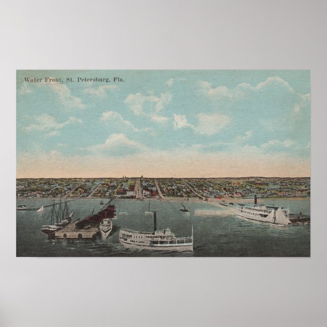 Poster Saint-Pétersbourg, FL - Vue sur le front de mer av (Devant)