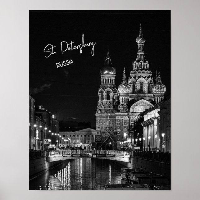 Poster Saint-Pétersbourg Russie Photographie noir et blan (Devant)