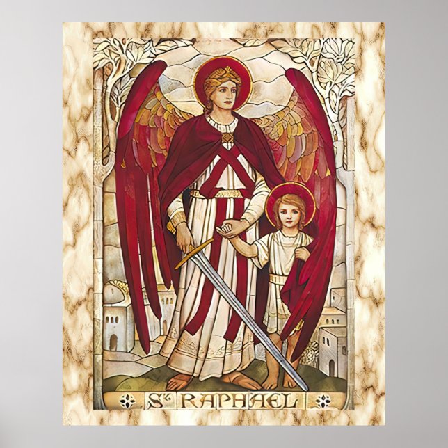 Poster Saint Raphael Archangel Angel Catholique Saint-Rap (Devant)