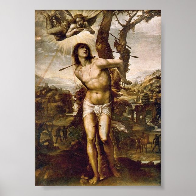 Poster Saint Sébastien et Madonna avec les saints par Il  (Devant)