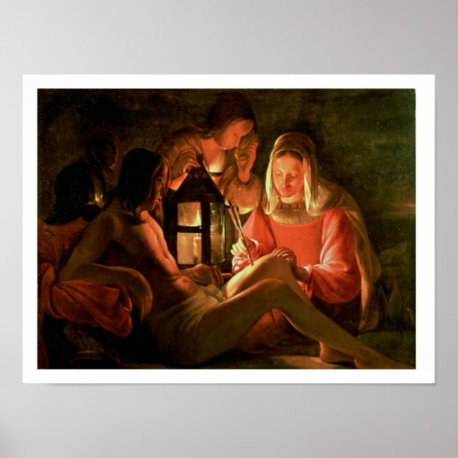 Poster Saint Sébastien soigné par la Sainte-Femme (huile  (Devant)