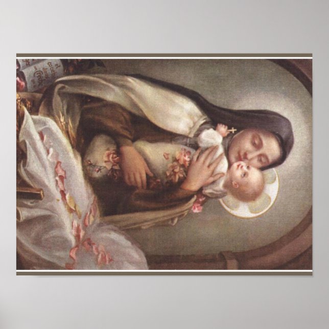 Poster Saint Therese Baby Jesus Manger Roses (Devant)