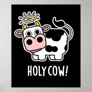 Poster Saint vache drôle animal jeu de mots foncé BG