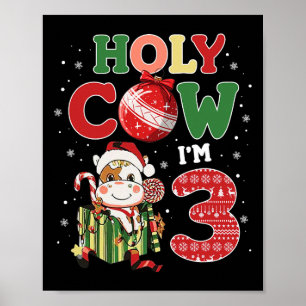 Poster Saint Vache Je suis 3 Anniversaire Garçon 3e Vache