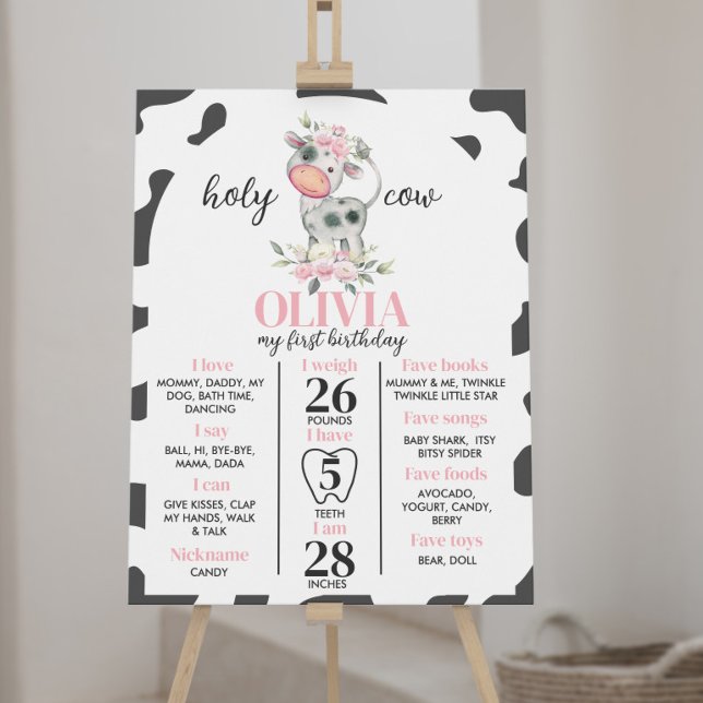 Poster Saint Vache Je suis un premier anniversaire Jalon  (Créateur téléchargé)