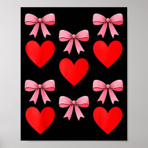 Poster Saint-Valentin 2026 Cœurs Coquette Nœud Femme Fill