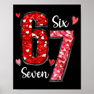 Poster Saint-Valentin 67 Six Sept Mème Roses Cœurs Saint-