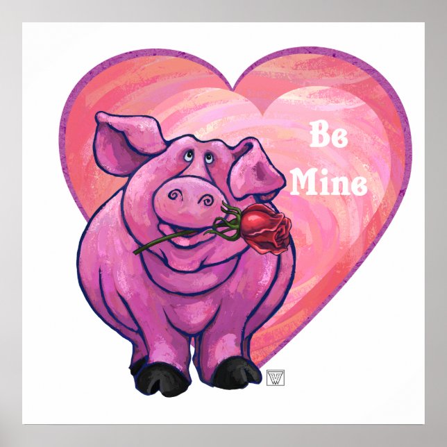 Poster Saint Valentin au cochon (Devant)