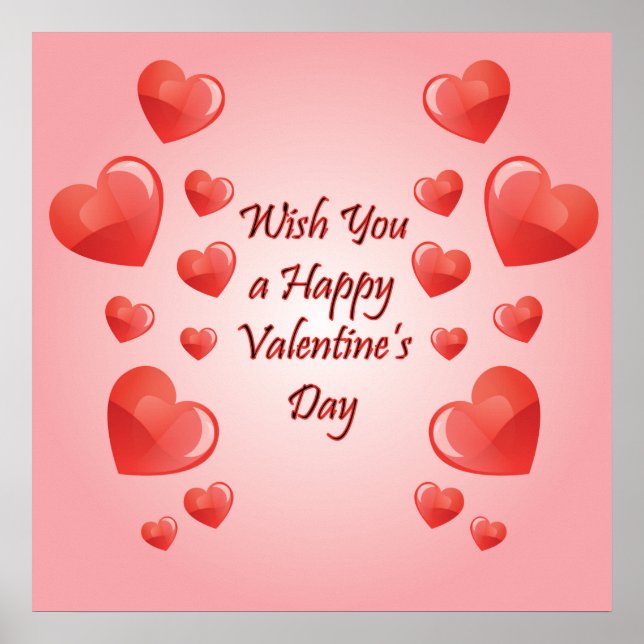 Poster Saint Valentin citation d'amour avec les coeurs (Devant)