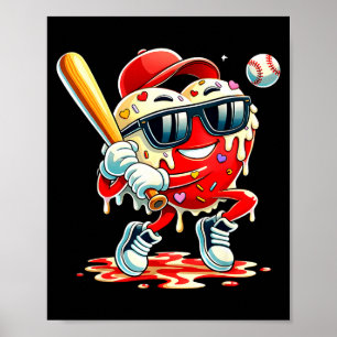 Poster Saint-Valentin Cœur Baseball Drip Glace Garçons