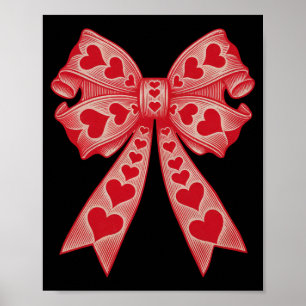 Poster Saint-Valentin Cœur Coquette Nœud Rétro Saint-Vale