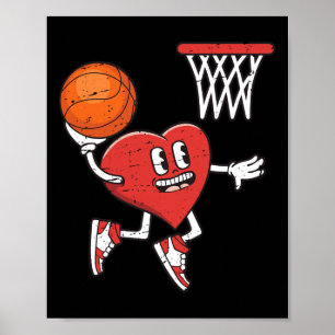 Poster Saint Valentin Coeur Dunking Basketball Garçons Fi