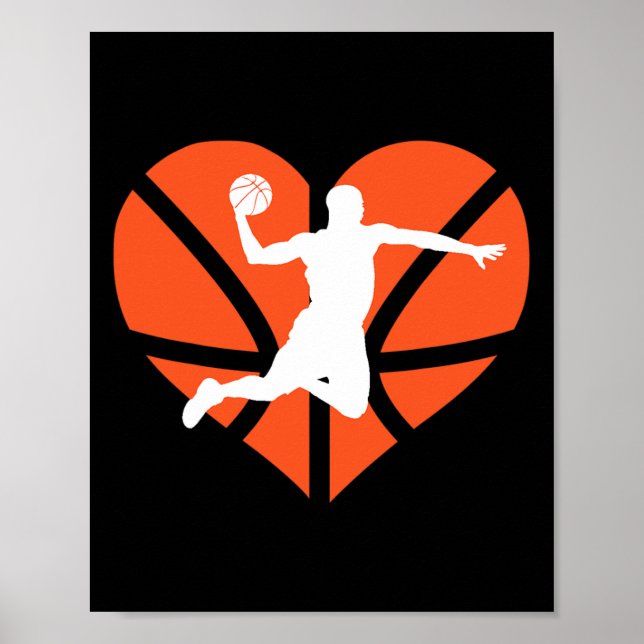 Poster Saint Valentin Coeur Dunking Basketball Garçons Fi (Devant)