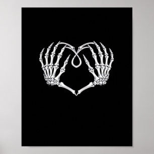 Poster Saint Valentin Coeur gothique Avec Squelette Mains