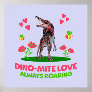 Poster Saint-Valentin de dinosaure mignon pour les enfant