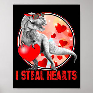 Poster Saint-Valentin Dinosaure T Rex Je Vole des Cœurs D