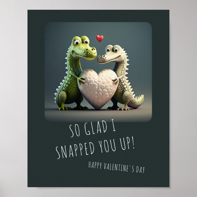 Poster Saint-Valentin Drôle Alligator Crocodile Couple (Devant)