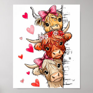 Poster Saint-Valentin drôle Amateur de Vache des Highland