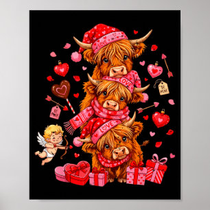 Poster Saint-Valentin drôle amateur de vache highland Xox