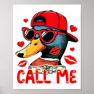 Poster Saint Valentin drôle Appelez-Moi Chasse au Canard
