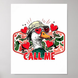 Poster Saint Valentin drôle Appelez-moi Chasse au Canard 