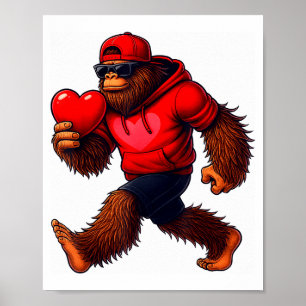 Poster Saint-Valentin drôle Bigfoot Cœur Célibataires Sas