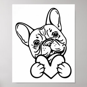 Poster Saint Valentin Français Amour de Bulldog