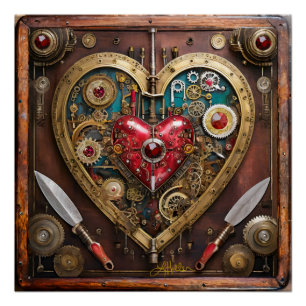 Poster Saint-Valentin Guerrier Steampunk Rubis Et Poignar