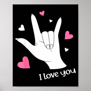 Poster Saint-Valentin Je T'aime Signe Langue des Signes A