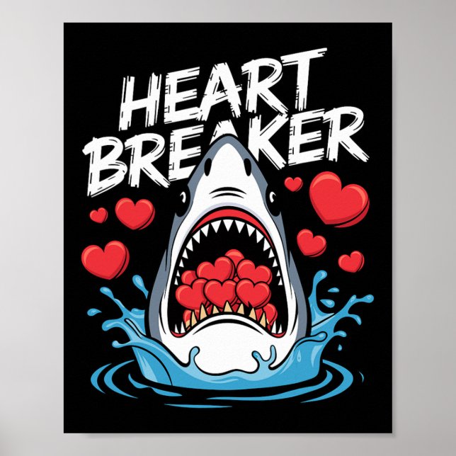 Poster Saint-Valentin Requin Casse-Cœur Garçons Enfants  (Devant)