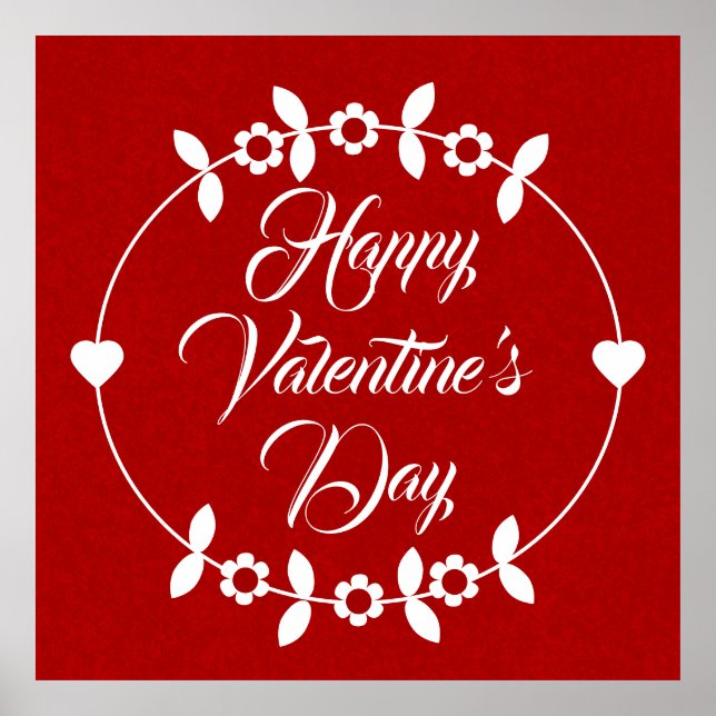 Poster Saint-Valentin Rouge et Blanc (Devant)