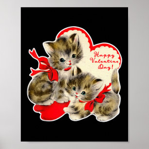 Poster Saint-Valentin Vintage Chat Chaton Rétro